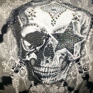 Vocal Shark Bite Hem Xtra Long Tunic Pirate Skull
